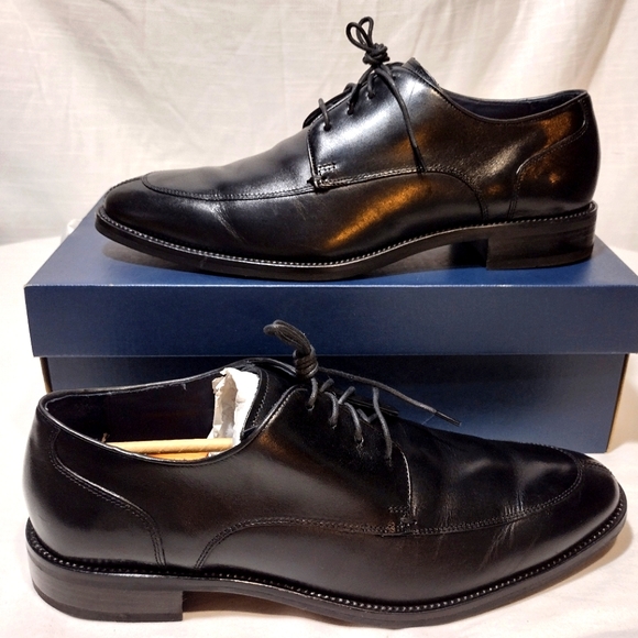 Cole Haan Lenox Hill Split-Toe Black Smooth Polished Leather Lace-Up Oxfords - Picture 11 of 14